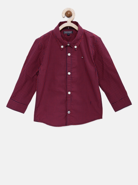 

Tommy Hilfiger Boys Red & Navy Blue Regular Fit Checked Casual Shirt