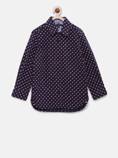 

Tommy Hilfiger Boys Navy Smart Fit Printed Casual Shirt, Navy blue