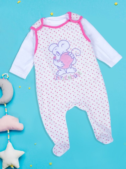 

Baby Moo Kids Pink Pack of 2 Little Mouse Printed Sleepsuit
