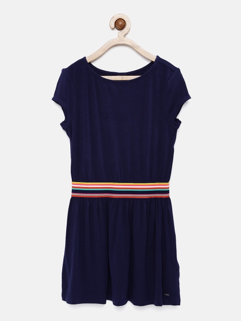 

Tommy Hilfiger Girls Navy Blue Solid Fit and Flare Dress