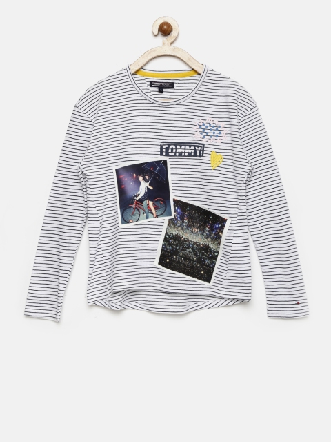 

Tommy Hilfiger Girls White Striped Round Neck T-shirt