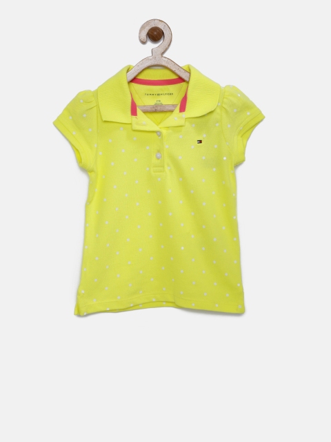 

Tommy Hilfiger Girls Yellow Polka Dot Print Polo Collar T-shirt