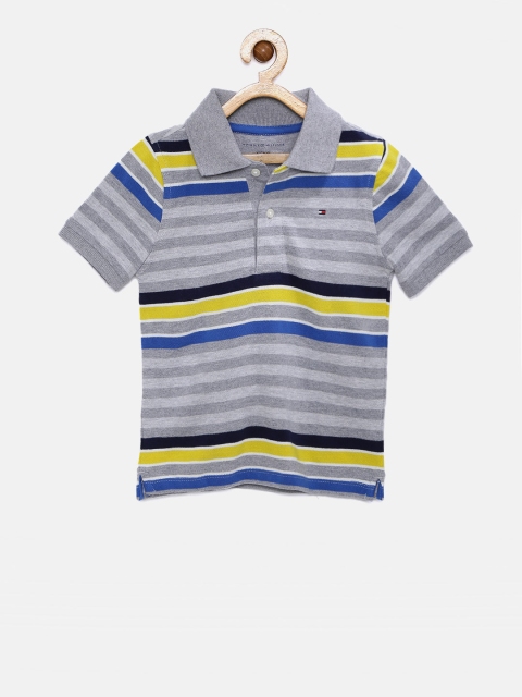 

Tommy Hilfiger Boys Grey Striped Polo Collar T-shirt