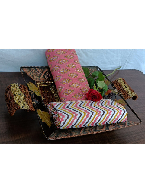 

SALWAR STUDIO Women Printed Pure Cotton Unstitched Dress Material, Pink