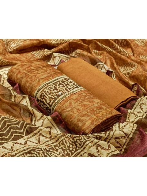 

SALWAR STUDIO Women Embroidered Pure Cotton Unstitched Dress Material, Gold