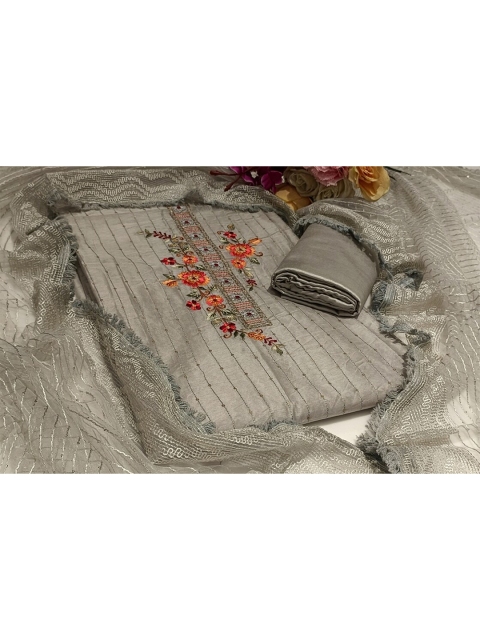

SALWAR STUDIO Women Embroidered Unstitched Dress Material, Grey