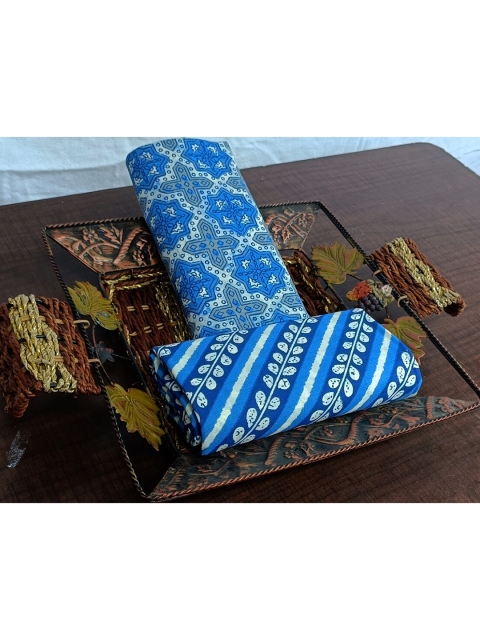 

SALWAR STUDIO Printed Pure Cotton Unstitched Dress Material, Blue