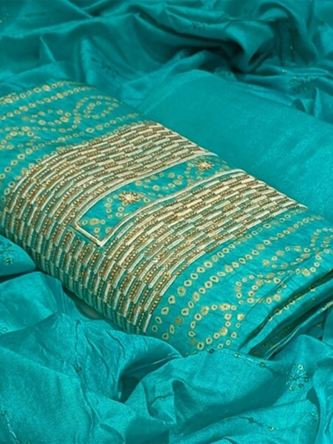 

SALWAR STUDIO Embroidered Unstitched Dress Material, Blue