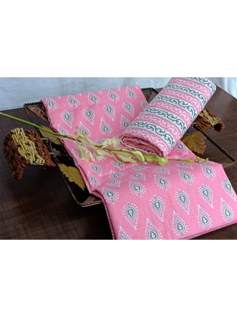 

SALWAR STUDIO Pink & White Printed Pure Cotton Unstitched Dress Material
