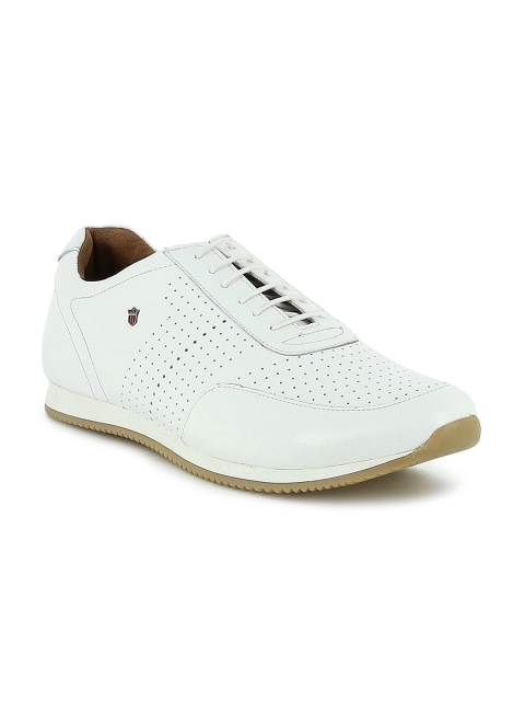 

Louis Philippe Men White Leather Perforated Oxfords