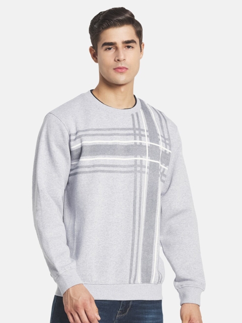 

Octave Men Grey Melange Checked Sweatshirt