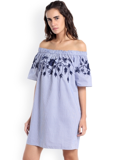 

Vero Moda Women Blue & White Striped A-Line Dress