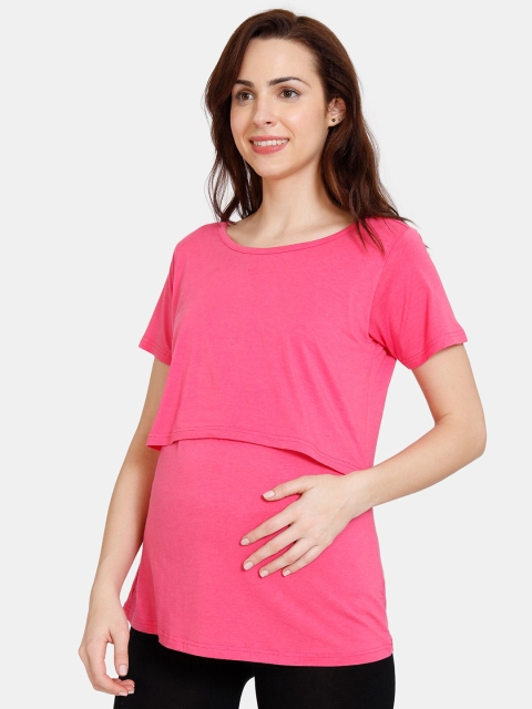

Coucou by Zivame Pink Solid Maternity Top
