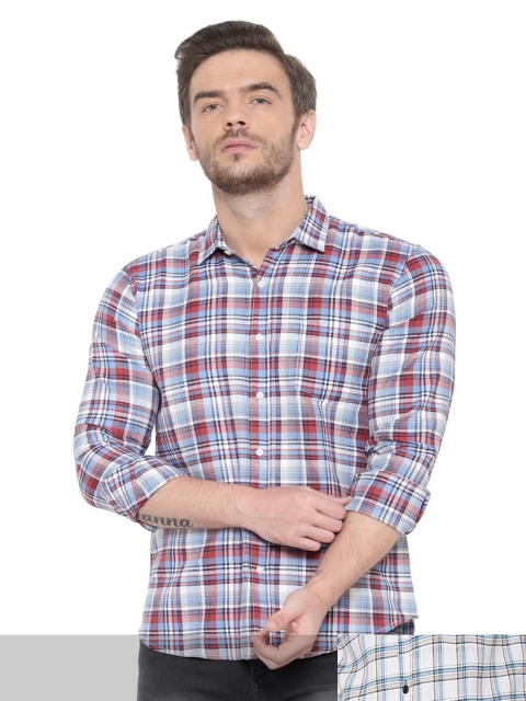

BAWERIN Men Pack Of 2 Multicoloured Premium Tartan Checked Pure Cotton Casual Shirt, Multi