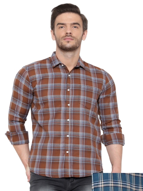 

BAWERIN Men Pack Of 2 Multicoloured Premium Tartan Checked Pure Cotton Casual Shirt, Multi