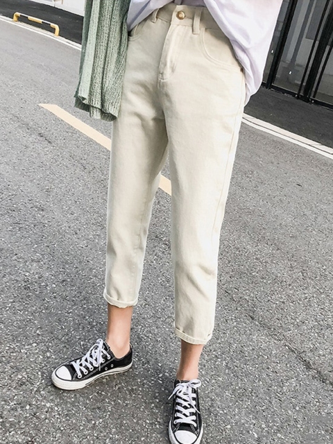 

La Aimee Women Cream-Coloured Loose Fit High-Rise Trousers