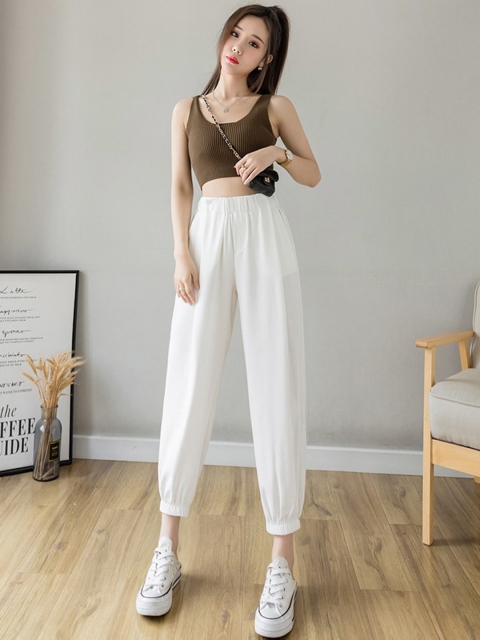 

La Aimee Women White Loose Fit High-Rise Joggers Trousers