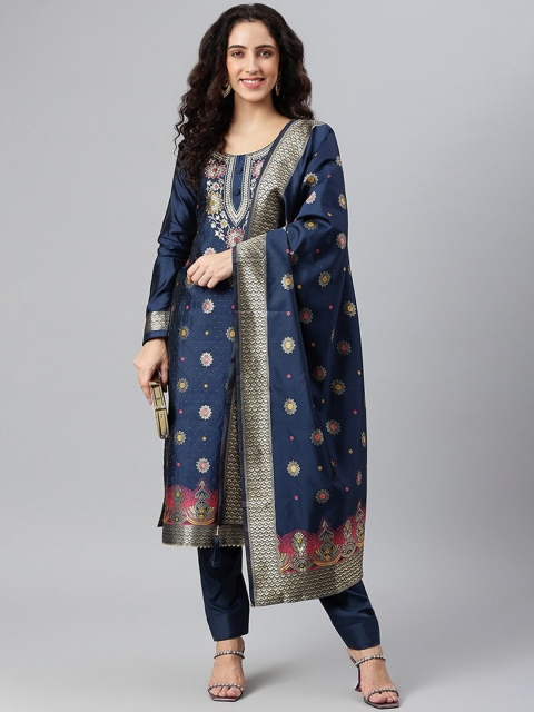 

cbazaar Blue & Pink Unstitched Dress Material