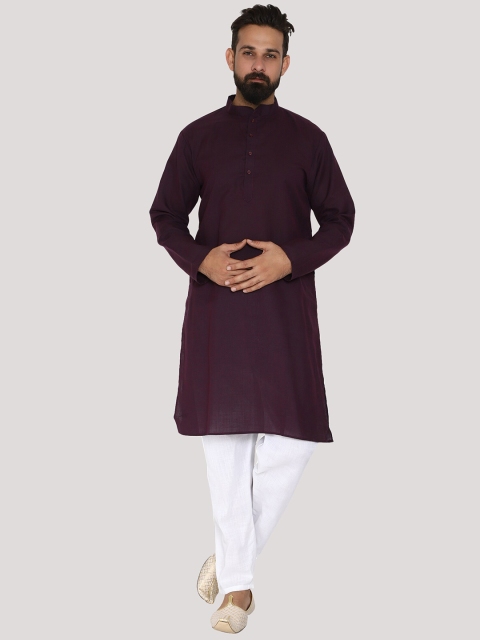 

MAG Men Violet Solid Kurta with Pyjama Set