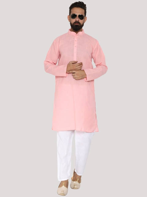 

MAG Men Pink Solid Kurta with Pyjamas