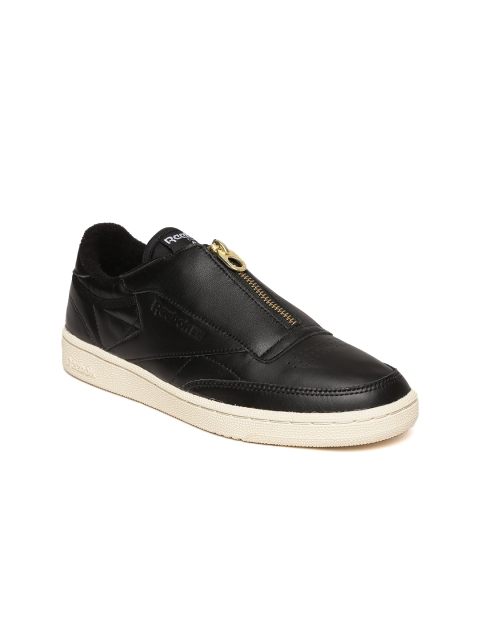 

Reebok Classic Women Black Club C 85 Zip Leather Slip-Ons