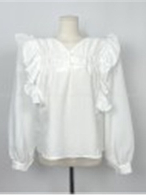 

La Aimee White Mandarin Collar Top