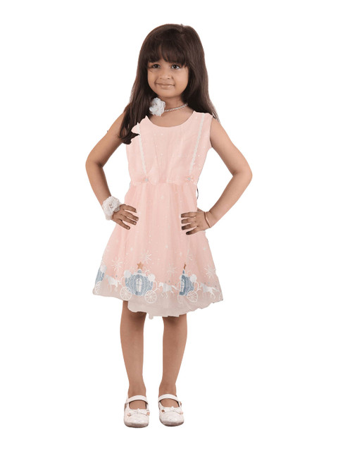 

Kids On Board Pink Fit & Flare Emriodered Dress