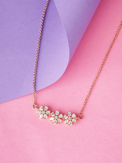 

HOT AND BOLD Rose Gold & White Brass Rose Gold-Plated Oxidised Necklace