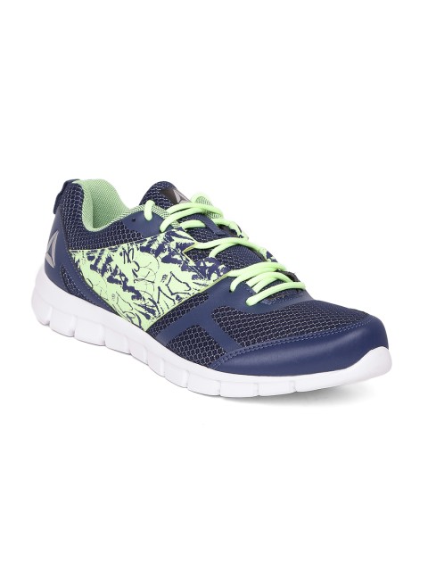 

Reebok Men Navy & Green Speed Printed Running Shoes, Navy blue