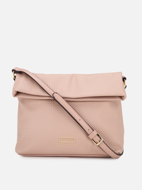 

Van Heusen Woman Women Peach-Coloured Textured PU Oversized Swagger Sling Bag