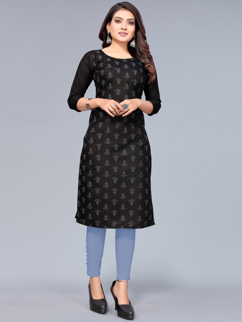 

Nimayaa Women Black Floral Indigo Kurta