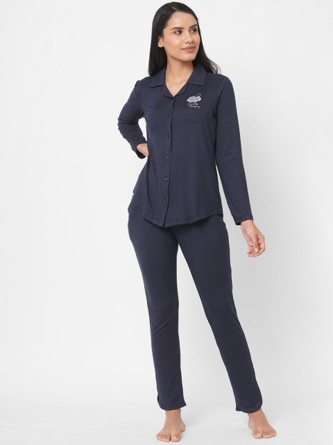 

SDL by Sweet Dreams Women Navy Blue Night suit