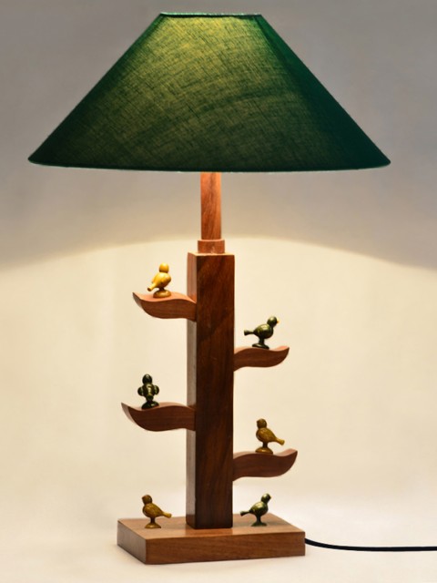 

ExclusiveLane Brown & Green Wooden Table Lamp with Shade