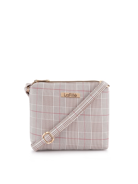 

LaFille Brown Checked Purse Clutch