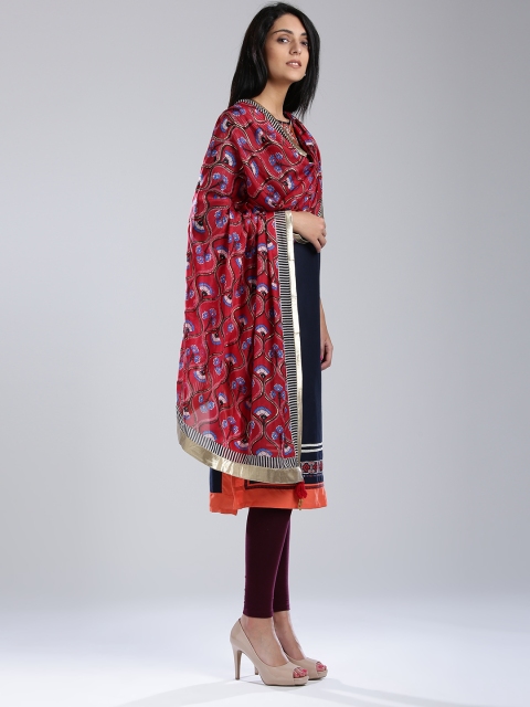 

W Red Printed Dupatta