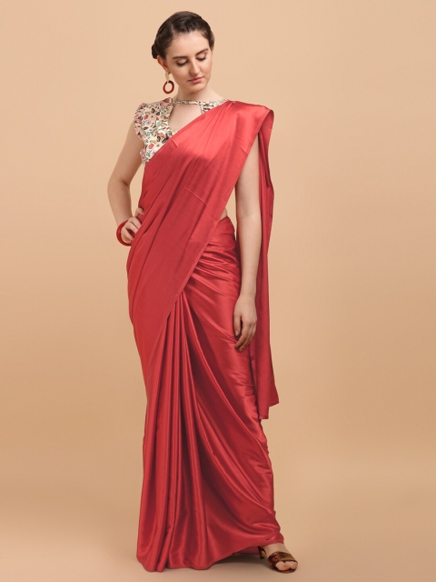 

Fab Viva Red Solid Pure Silk Saree