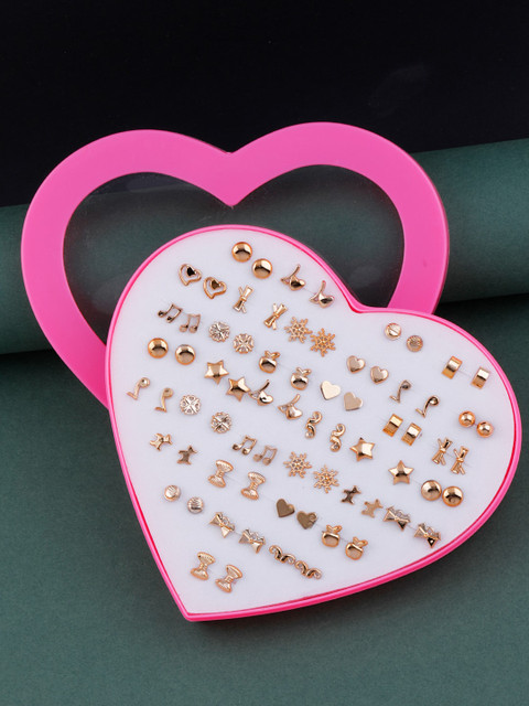 

Silver Shine Set of 36 Gold-Plated Classic Stud Earrings