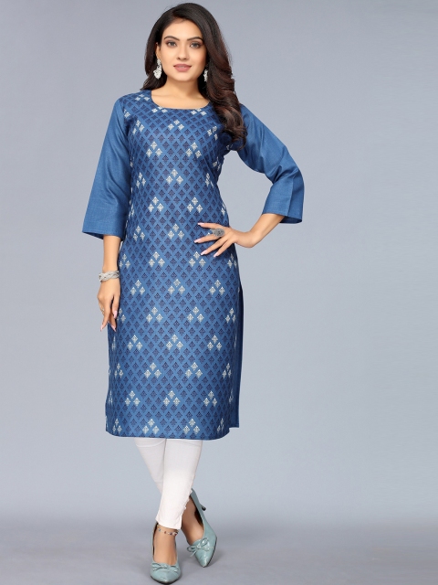 

Nimayaa Women Blue Ethnic Motifs Printed Indigo Kurta