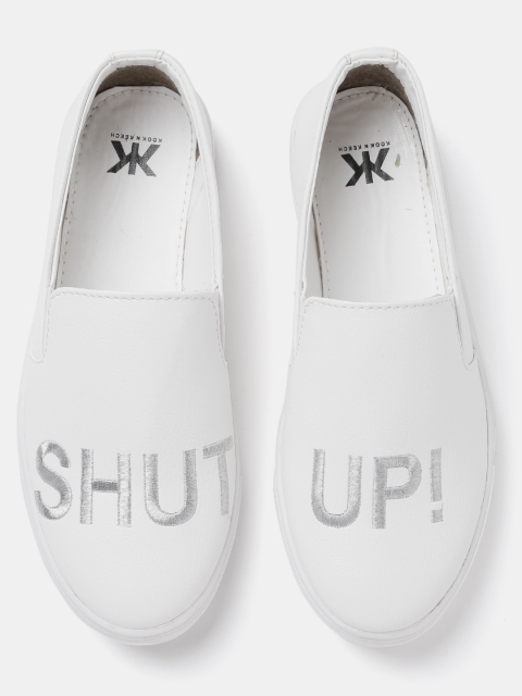 

Kook N Keech Women White Slip-On Sneakers
