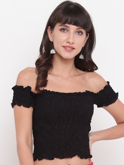 

Aawari Women Black & Grey Solid Smocked Co-Ords Set