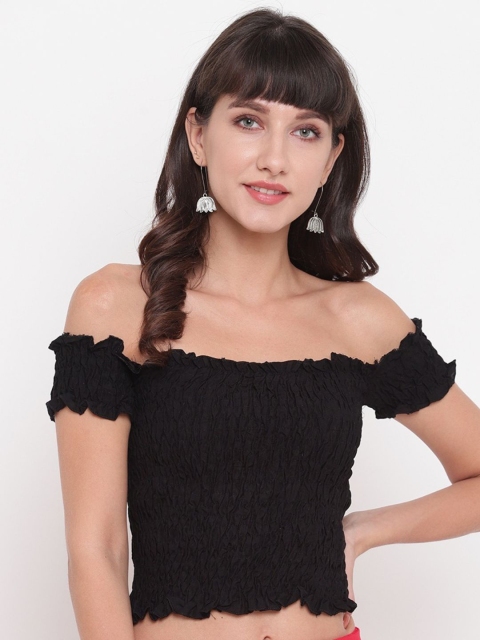 

Aawari Women Black & Grey Solid Smocked Co-Ords Set