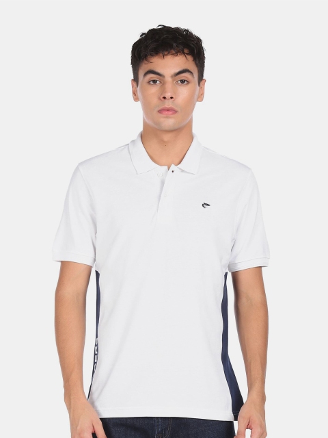 

Ruggers Men White Polo Collar Cotton T-shirt