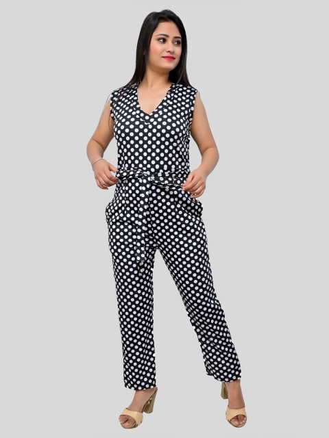 

FNOCKS Black & White Printed Basic Jumpsuit