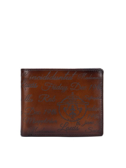

Da Milano Men Brown & Black Textured Leather Two Fold Wallet