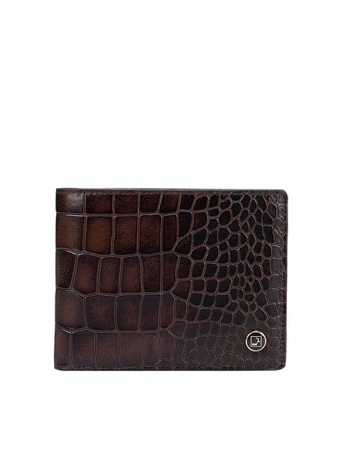 

Da Milano Men Textured Leather Two Fold Wallet, Brown