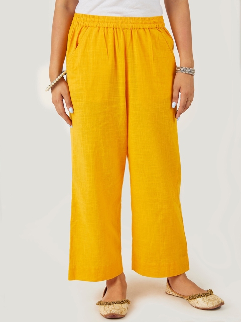 

EK BY EKTA KAPOOR Women Yellow Cotton Trouser