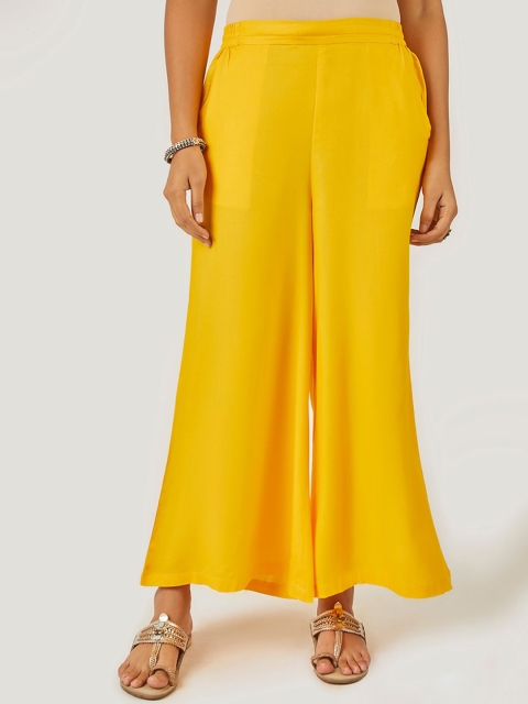 

EK BY EKTA KAPOOR Women Yellow Solid Trouser