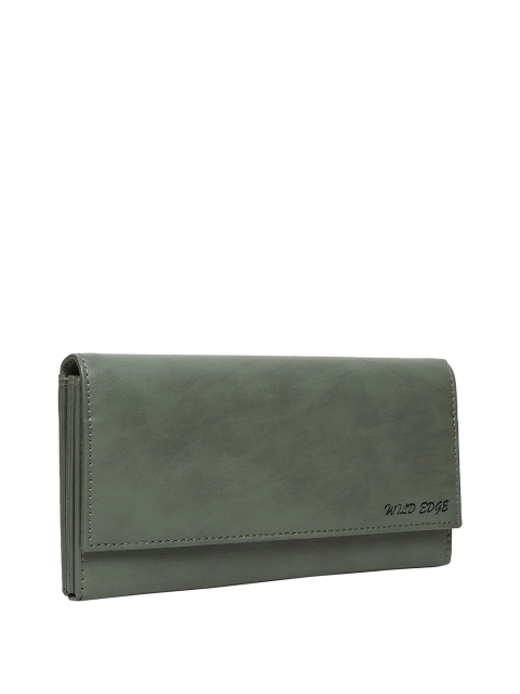 

WILD EDGE Women Green Solid Synthetic Leather Purse Clutch