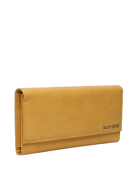 

WILD EDGE Yellow Solid Envelope Clutch