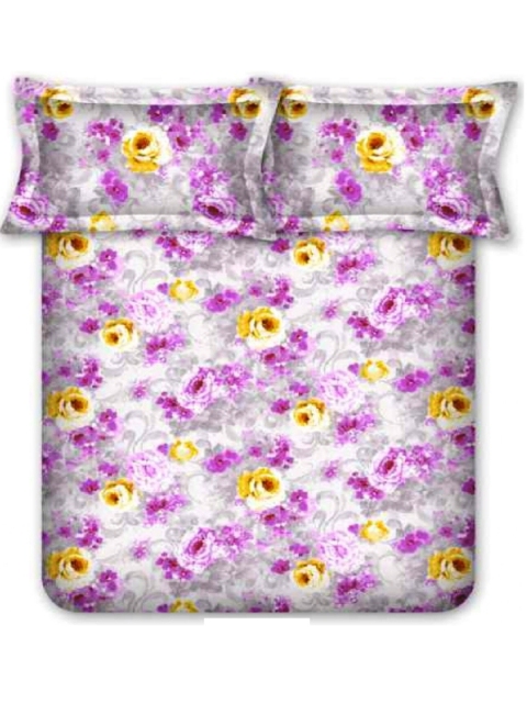 

BOMBAY DYEING Floral 120 TC King Bedsheet with 2 Pillow Covers, Grey